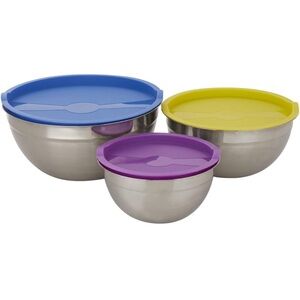 Home Basics 6 Piece Stainless Steel Nesting Mixing Bowls with Lids